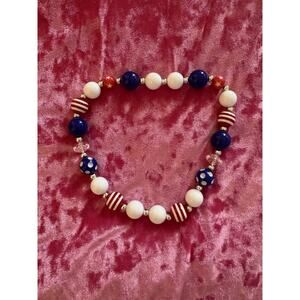 Patriotic Stretch Necklace Red White Blue Striped 4th of July American